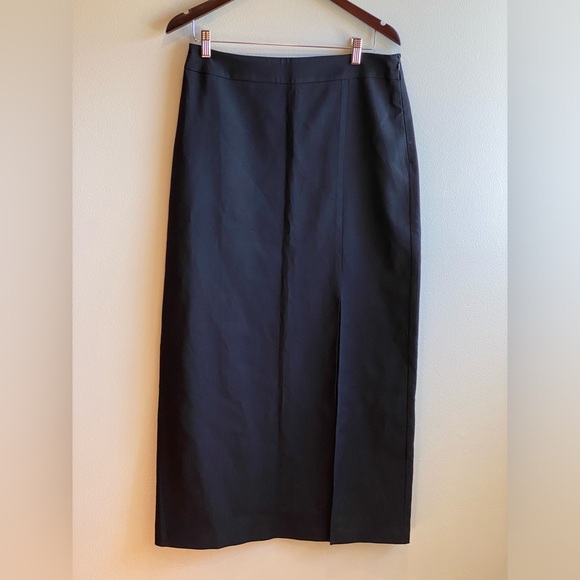 Pixie Market Black Long Maxi Midi Long Skirt with Front Slit Size Large - Picture 2 of 9